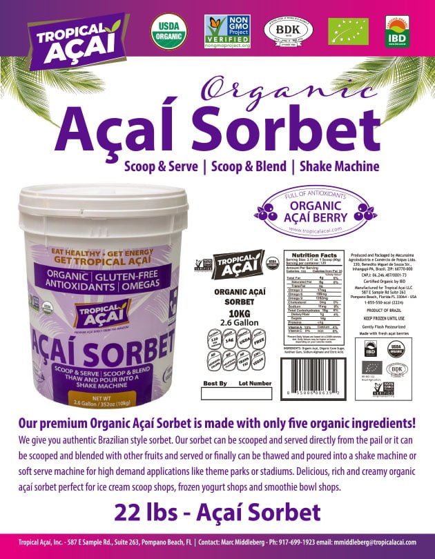 Premium Organic Acai Sorbet Product Information
