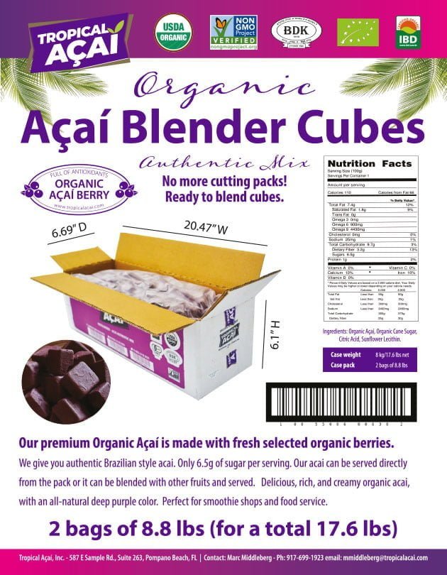 Organic Acai Authentic mix Blender Cubes