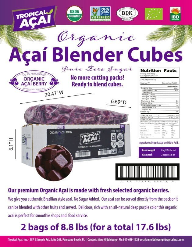Organic Acai Pure Blender Cubes Product Information